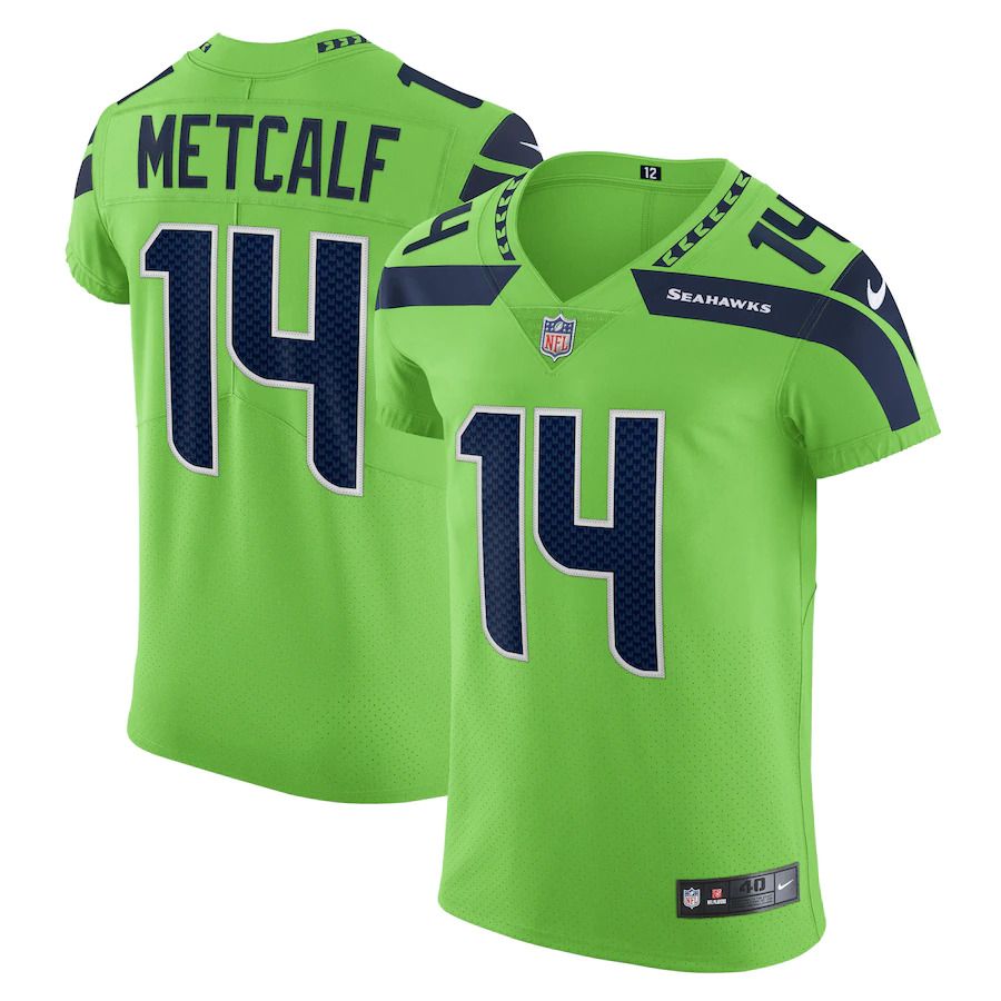 Men Seattle Seahawks #14 DK Metcalf Nike Neon Green Alternate Vapor Elite Player NFL Jersey